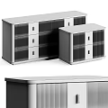 Modern Wooden Storage Cabinets With Light And Dark Wood Tones Drawers And Doors