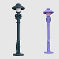 Colorful Building Blocks Lamp Post Models Dark Green And Purple Creative Design 3d model