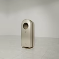 Modern Golden Metallic Trash Bin With Circular Opening And Stable Base Design 3d model