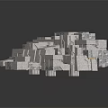 Geometric White Building Structure With Abstract Cube Design And Concrete Blocks