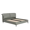 Modern Double Bed With Upholstered Gray Headboard And Slat Support Frame Design 3d model
