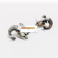 Vintage Decorative Ram Skulls With Natural Curved Horns On White Background