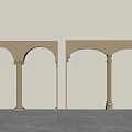 Beige Decorative Wall Elements With Arched Design And Columns 3d model