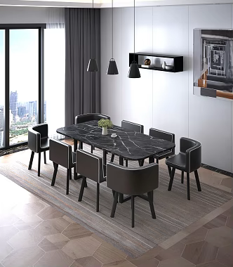Dining table and chair combination 3d model