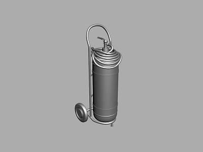 Mobile Industrial Equipment With Cylindrical Metal Body Spiral Top And Wheels 3d model
