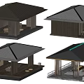 Modern Japanese style Garden Landscape With Wooden Pavilions Terraces And Seating Areas