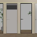 Modern Interior Doors With Various Designs Including Ribbed Frosted Glass And Solid Panels 3d model
