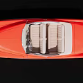 Red Vintage Convertible Car With Classic Chrome Grille And White Wall Tires