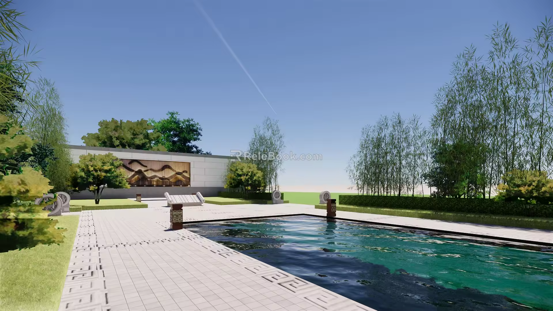 New Chinese style landscape pool 3d model