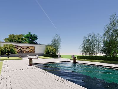 New Chinese style landscape pool model