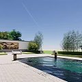 New Chinese style landscape pool 3d model