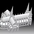 Cartoon Scene Featuring 3D Gothic Architecture Model With Pointed Spires And Arches 3d model