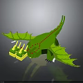 Green Dragon Building Block Model With Yellow Head Red Accents And Wings