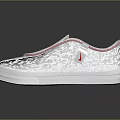 White slip on shoes with pink trim and flat sole comfortable for casual daily wear