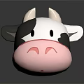 Cute Cartoon Cow Head With Black And White Fur And Pink Nose Toy Model