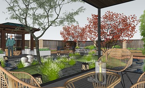 New Chinese Courtyard Zen Courtyard Landscape 3d model