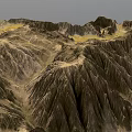 Scenic Mountain Landscape Featuring Rugged Peaks Rocky Terrain And Yellow Patches