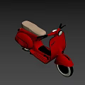 Game Movie Character Riding Red Scooter With Beige Seat Black Handlebar White Tires