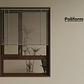 Poliform Modern Casement Window With Wooden Frame And Blinds For Indoor Plant View