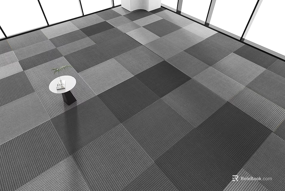 Square Carpet With Gray Tones And Side Table In Modern Space 3d model