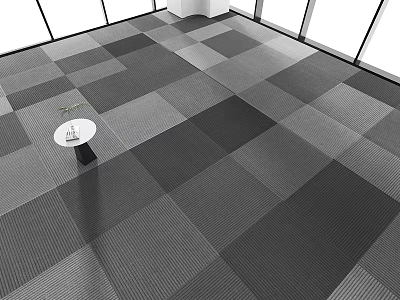 Square Carpet With Gray Tones And Side Table In Modern Space 3d model