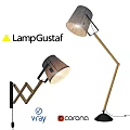 LampGustaf Modern Adjustable Wall Lamp With Wooden Arm And Linen Shade
