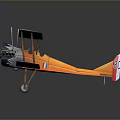 Vintage Blue And Orange Biplane Model With Round Insignias On Wings
