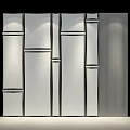 Modern Background Wall With Light Colored Panels Golden Trim And Vertical Stripe Design
