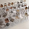 Various Modern Bar Stools In Different Styles And Color Options Collection 3d model