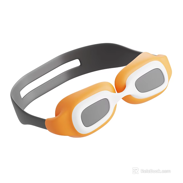 Orange And Black Swim Goggles Frame Design With Gray Lenses And Comfortable Straps 3d model 