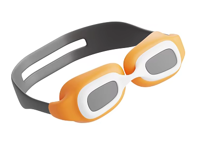 Orange And Black Swim Goggles Frame Design With Gray Lenses And Comfortable Straps 3d model