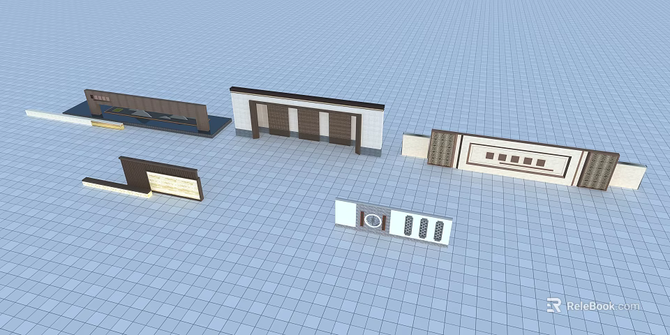 Modern Feature Wall Designs With Wooden Panels And Decorative Elements 3d model