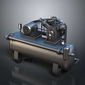 Industrial Air Compressor With Metal Tank Motor Piston And Mechanical Components