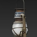 Vintage Decorative Lamp with Metal Frame Glass Shade and Handle Design