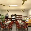 Vintage Nostalgic Local Cafe Shop With Cozy Dining Seats And Well Arranged Product Display Shelves