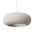 Two Beige Knitted Dome Pendant Lights With Warm Glow For Modern Interior Spaces