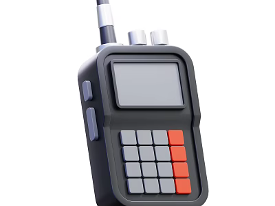 Handheld Portable Headphone Speaker Featuring Screen Gray Orange Buttons And Top Control Knobs 3d model