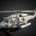 Gray Military Helicopter With Rotor System Cabin Windows And External Fuel Tanks