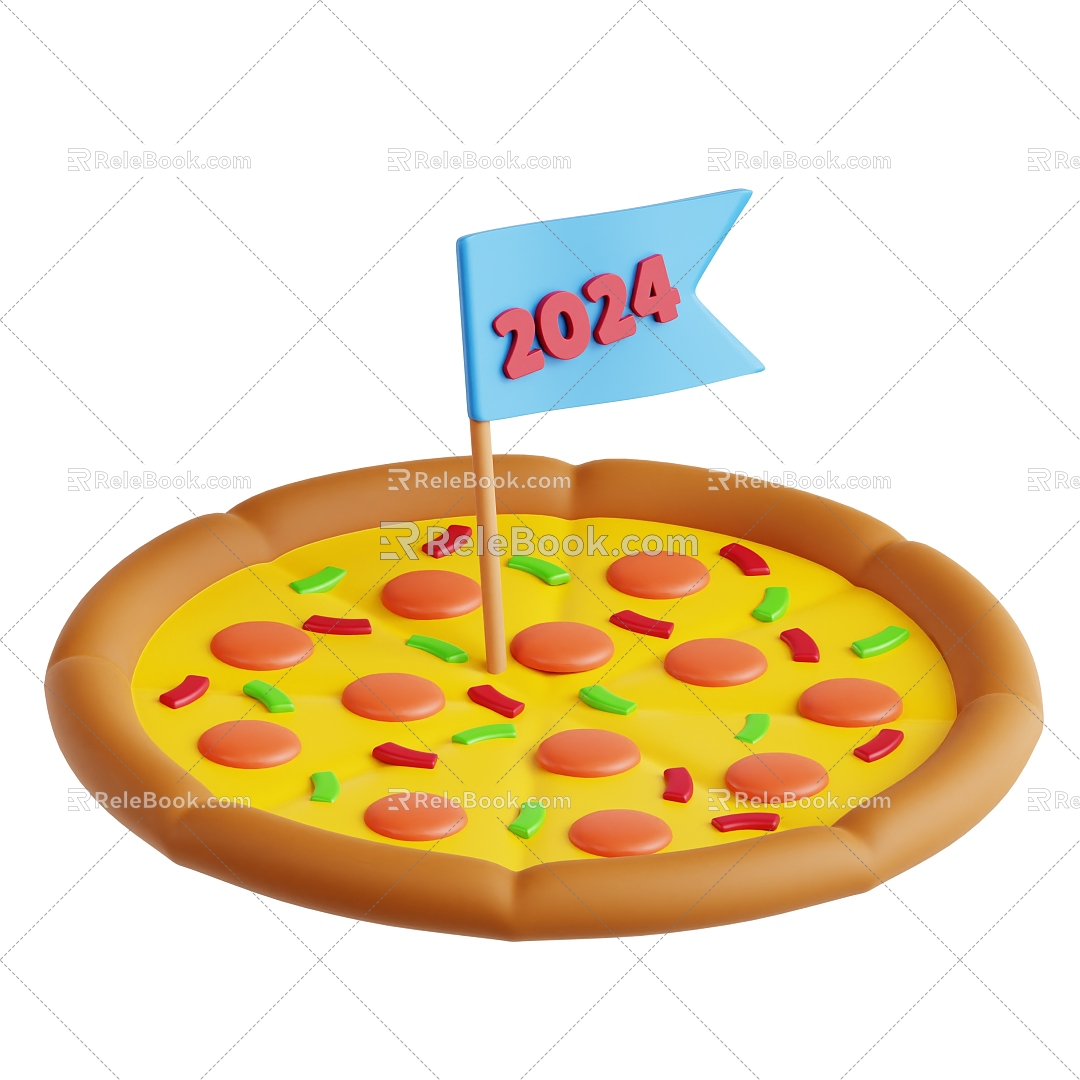 Modern Pizza Food Nang Cartoon Pizza 3d model