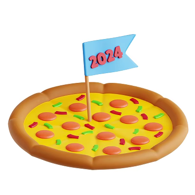 Appetizing Round Pizza With Blue 2024 Flag Red Green Toppings And Brown Crust 3d model Appetizing Round Pizza With Blue 2024 Flag Red Green Toppings And Brown Crust 3d model