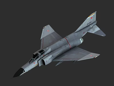 Gray Military Fighter Jet Sharp Nose Aerodynamic Wing Design With Tail Section And Emblems 3d model