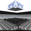 Event Stage With Blue Carpet Steps Lighting And Large Screen 3d model