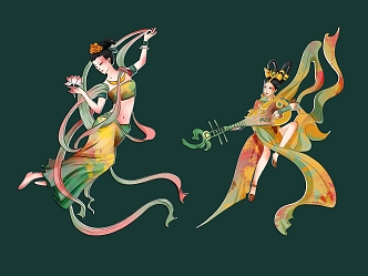 Feitian Yile Dunhuang Art Mogao Grottoes Mural National Dynasty Beauty Fairy Feitian Art Elegant Dance Feitian Strap Dunhuang Feitian Fairy 3d model