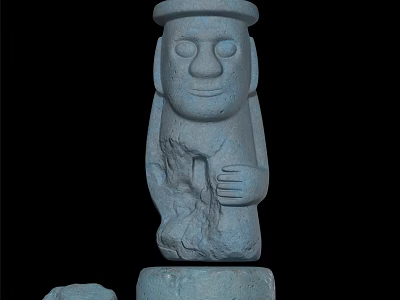 Decorative Garden Ornament Stone Carved Human Figure With Hat Facial Expression And Base 3d model