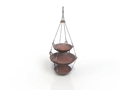 Vintage Rustic Metal Hanging Three Tier Tray For Home Living Essentials 3d model
