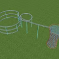 Outdoor Playground Equipment With Spiral Slide Circular Rings And Conical Climbing Tower
