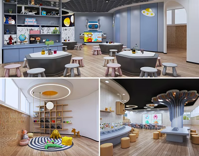 Kindergarten Play Area With Colorful Decor Interactive Spaces And Safe Seats 3d model