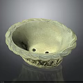 Light Green Ceramic Bowl with Braided Edge and Small Bottom Holes for Home Use