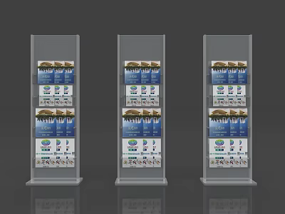 Three Gray Display Shelving Units With Multiple Layers For Product Display In Store 3d model