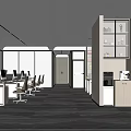 Modern Public Office Space With Open Layout Ergonomic Desks Cabinets And Lighting 3d model